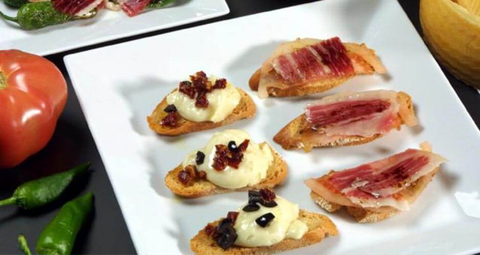recetas jamón ibérico Tapas de jamón y queso