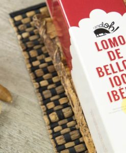 Detalle de caja de Lomo de Bellota 100% Ibérico de Cerdoh!